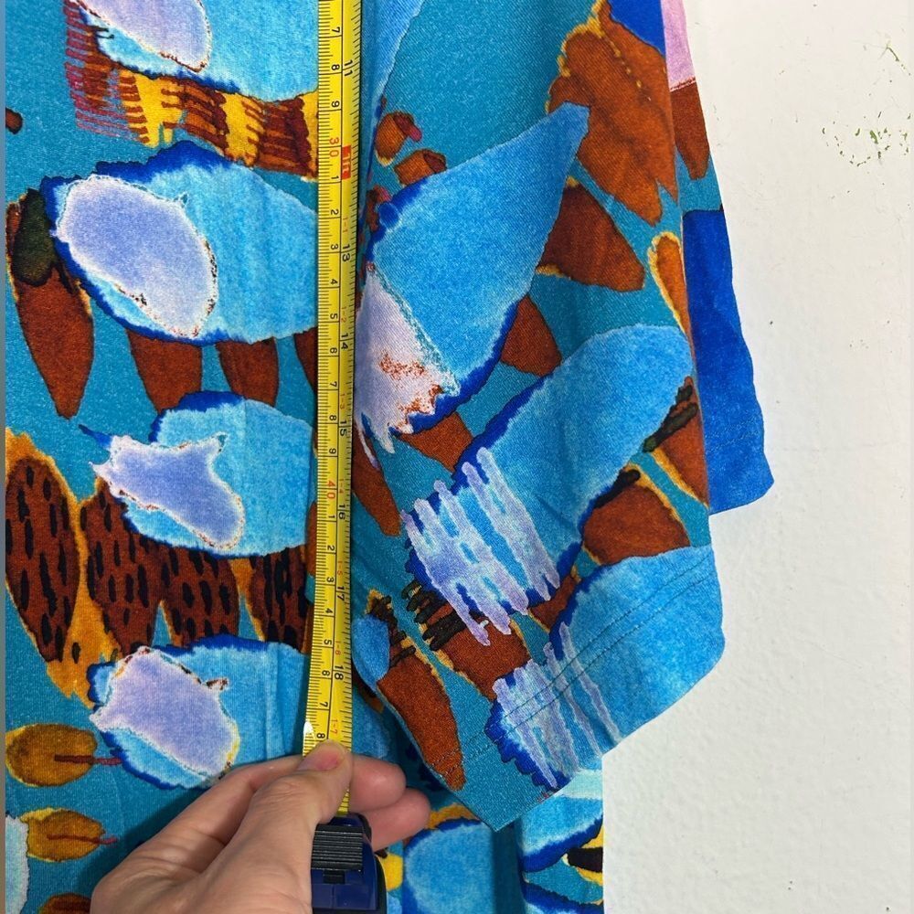 David Nieper Ladies Maxi Dressing Gown XL BLUE Floral Kaftan Lounge Graphic - Picture 9 of 12